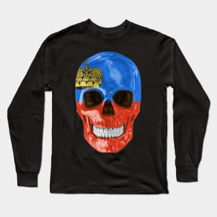 Liechtenstein Flag Skull - Gift for Liechtensteiner With Roots From Liechtenstein Long Sleeve T-Shirt